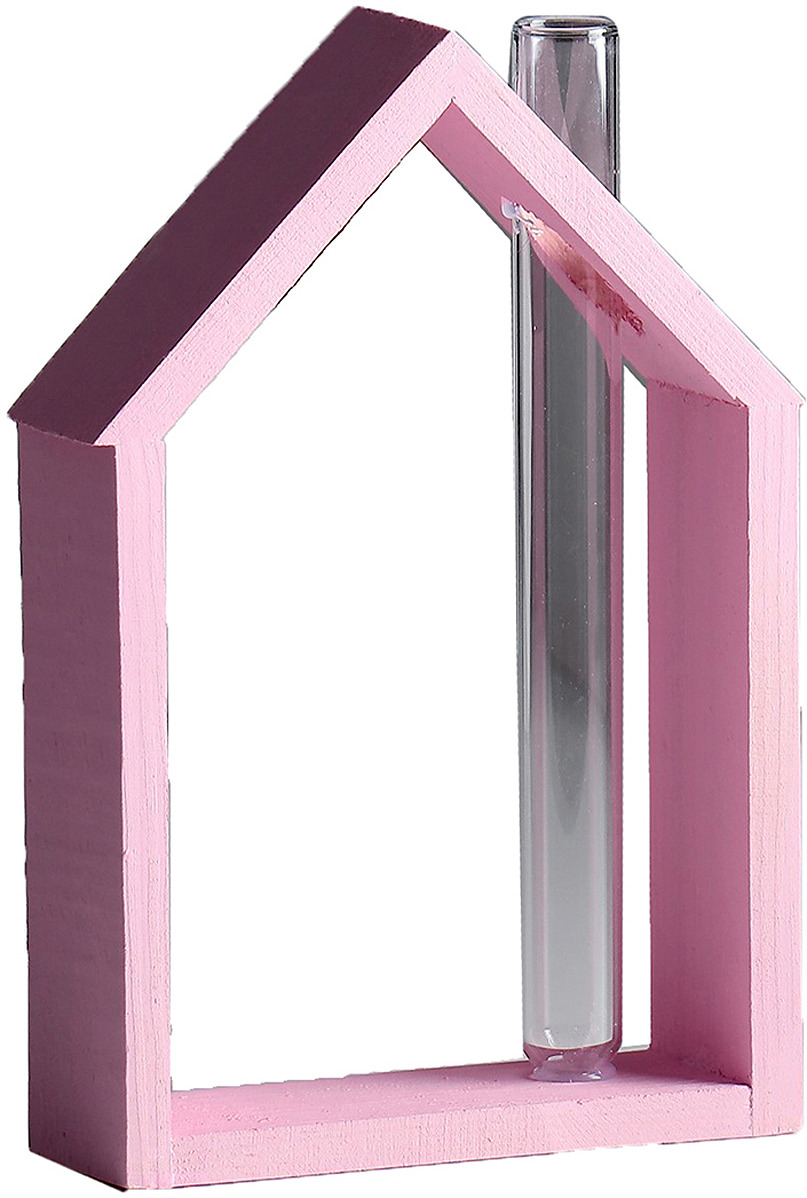 Рамка-ваза для цветов Домик, 4123063, розовый, 15 х 21 см