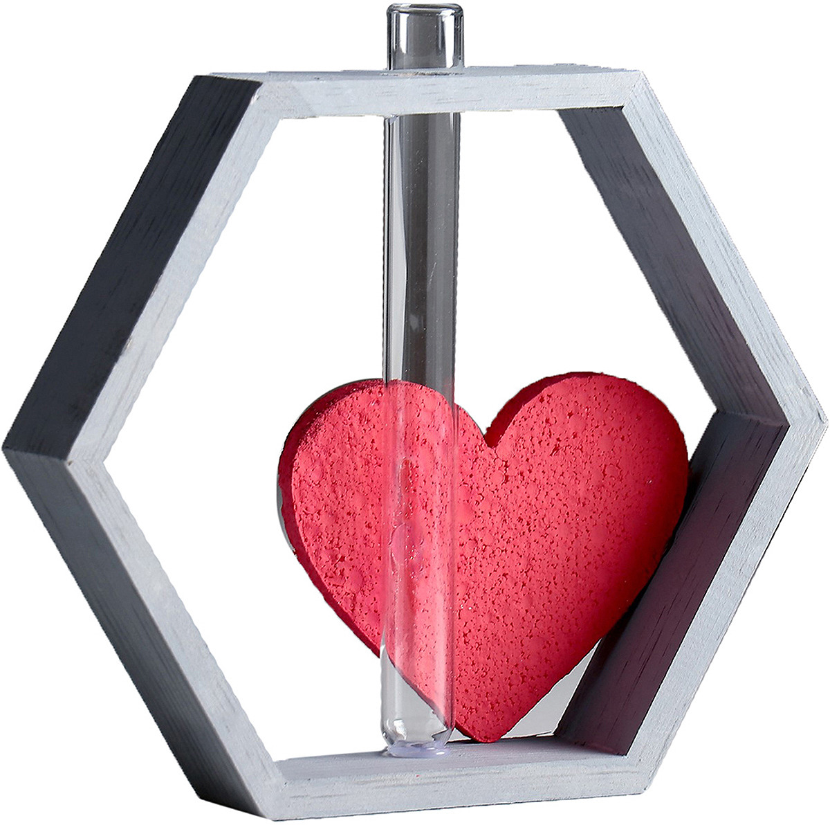 Рамка-ваза для цветов Шестигранник с сердцем, 4123066, серый, 22 х 4 х 22 см