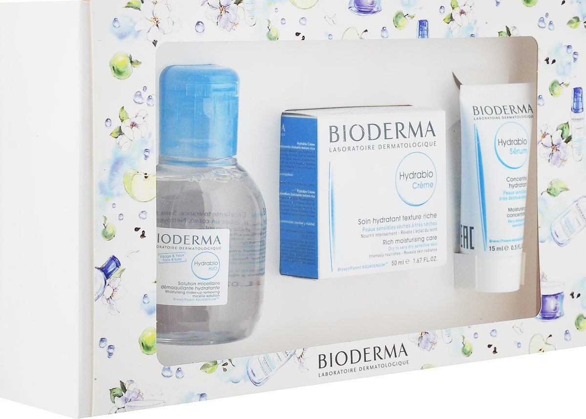 фото Набор косметики для ухода за кожей Bioderma Hydrabio: Крем, 50 мл + Мицеллярная вода, 100 мл + Сыворотка, 15 мл