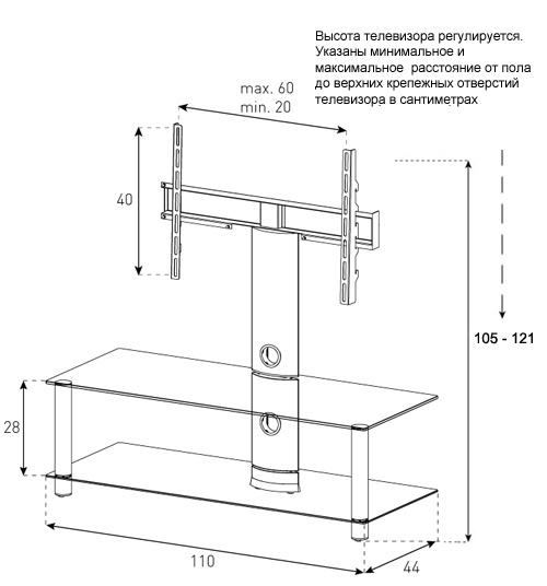 фото Стойка для ТВ Sonorous NEO 110 B-SLV