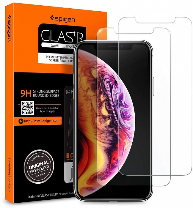 фото Защитное стекло SGP Glas.tR SLIM 2 pack для iPhone X/Xs , прозрачный