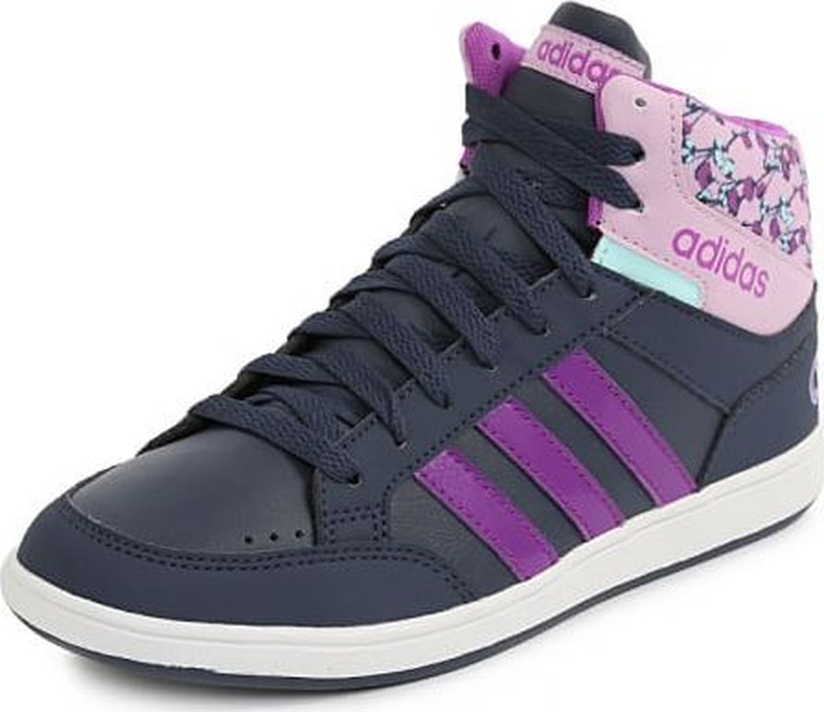 фото Кеды для девочки Adidas Hoops MID K, цвет: синий, фиолетовый. AW4129. Размер 33