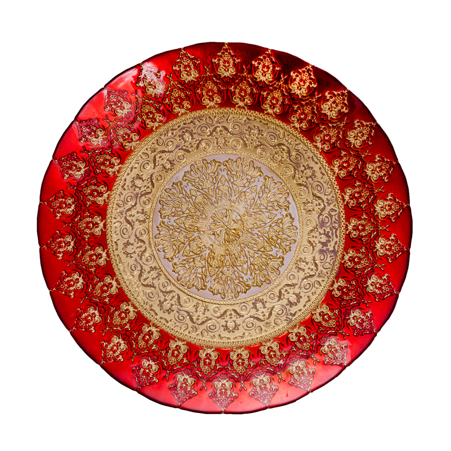 фото Блюдо АКСАМ-АКДЖАМ большое ПЛАМЯ ХЮРРЕМ, 17164/2, диаметр 30 см, подарочная упаковка, красный