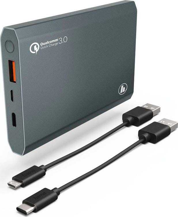 фото Внешний аккумулятор Hama Premium Alu 183352 с Qualcomm Quick Charge 3.0, 12000 mAh, темно-серый