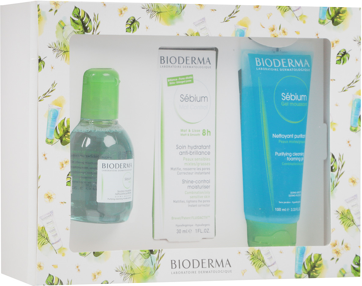 фото Набор косметики для ухода за кожей Bioderma Sebium: Мат контроль, 30 мл + Мицеллярная вода, 100 мл + Очищающий гель, 100 мл