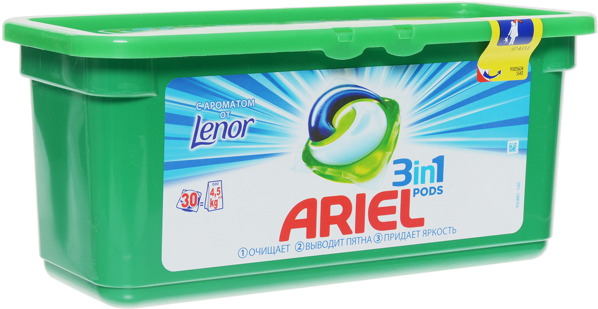 фото Гель в капсулах Ariel "Touch of Lenor Fresh", 3 в 1, 30 шт