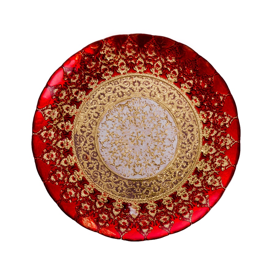 фото Тарелка АКСАМ-АКДЖАМ ПЛАМЯ ХЮРРЕМ, 17170/2, диаметр 28 см, подарочная упаковка, красный