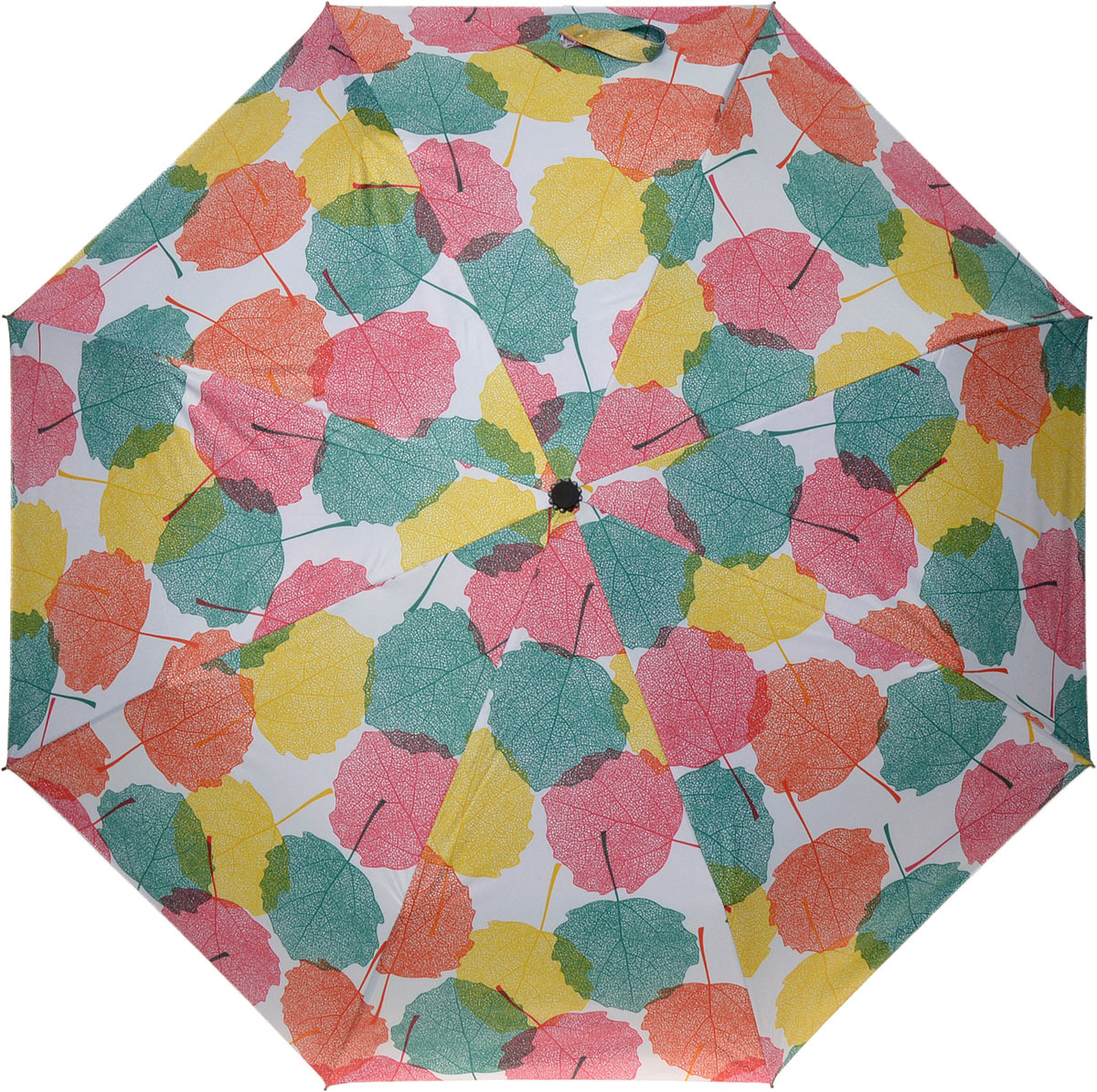 Зонт складной женский Kawaii Factory Разноцветные листья, цвет: зеленый, оранжевый, розовый. KW041-000056