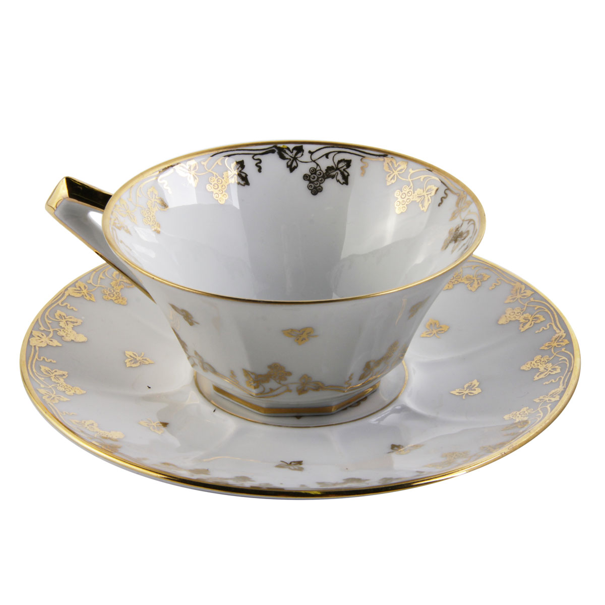 фото Чайная пара Limoges Porcelain Чайная пара в классическом стиле Лимож, белый, золотой