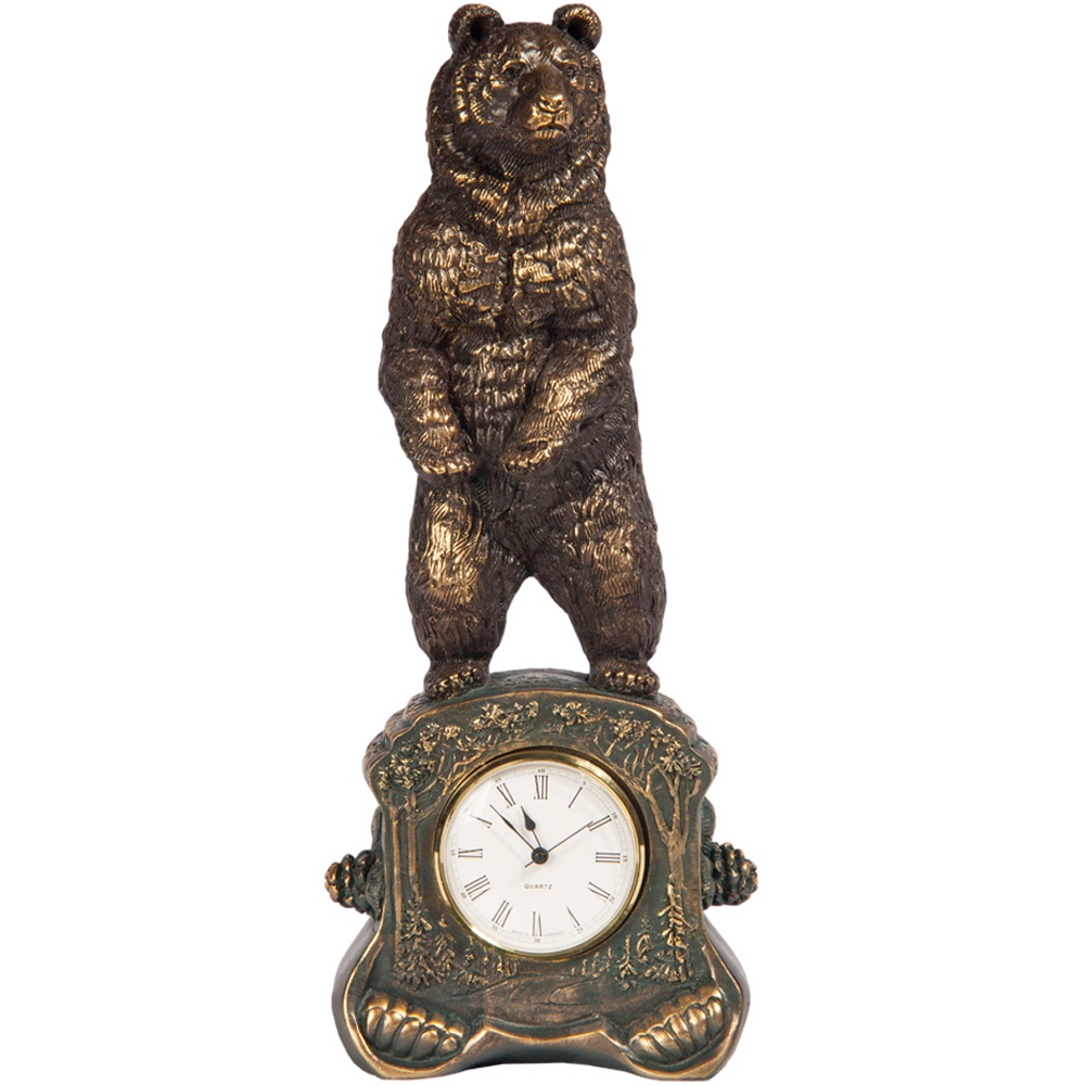 фото Настольные часы BOGACHO Медведь, бронза