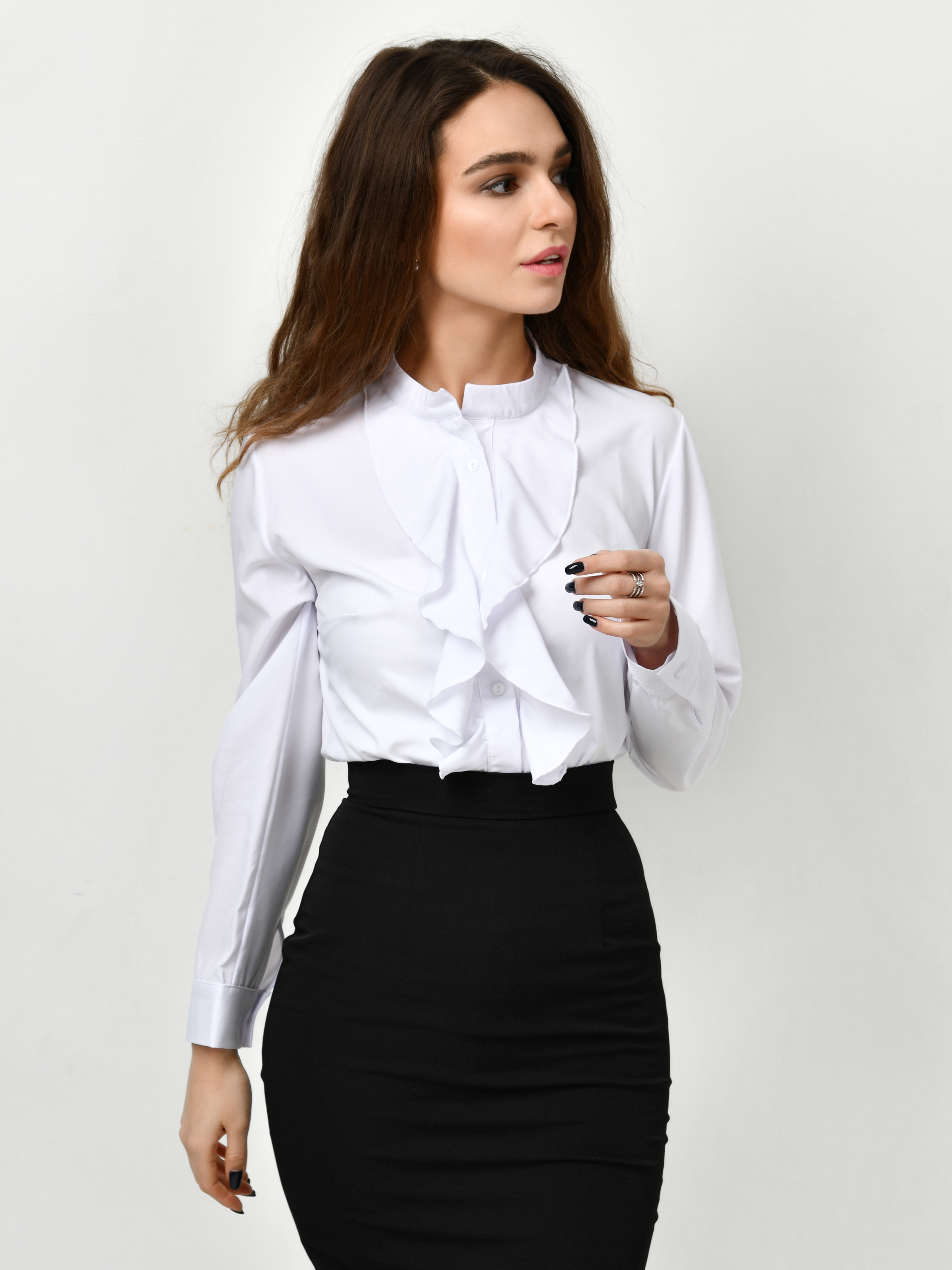 Tight Black Pencil Skirt and White Satin Blouse Pencil skirt, Pencil skirt patte