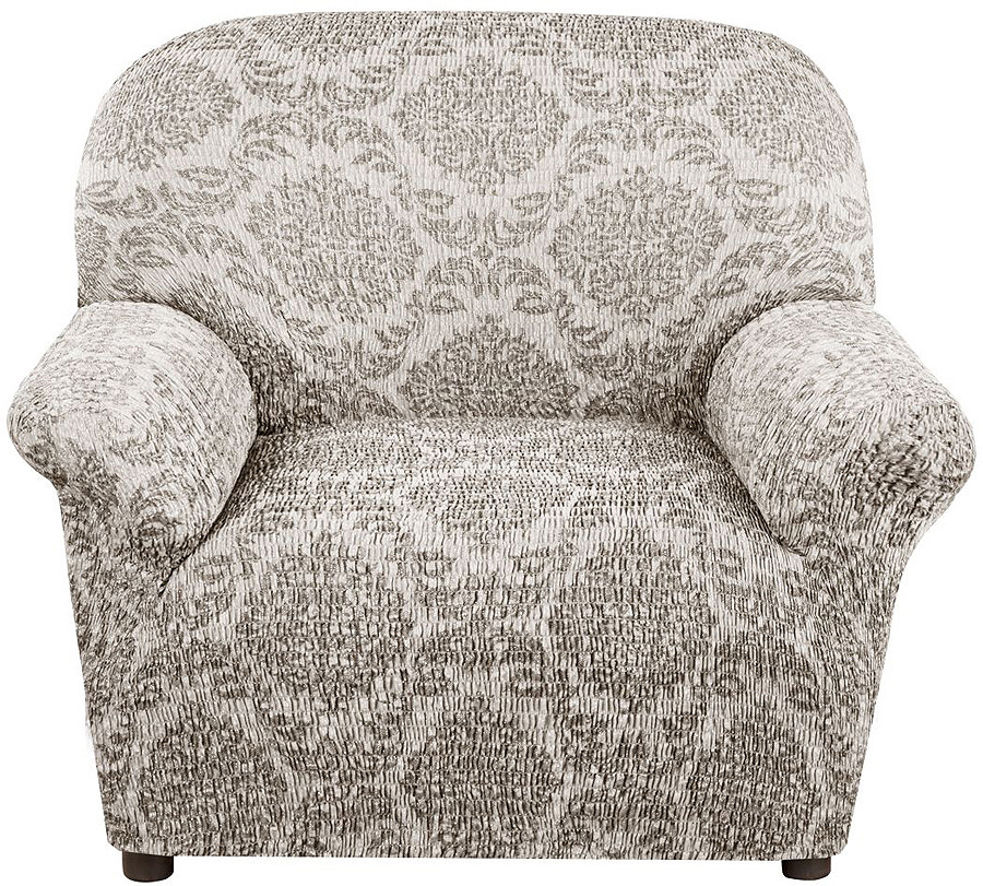 фото Чехол на кресло Еврочехол "Жаккард ламе"", 32/178-1, бежевый, серый, ширина 100 см