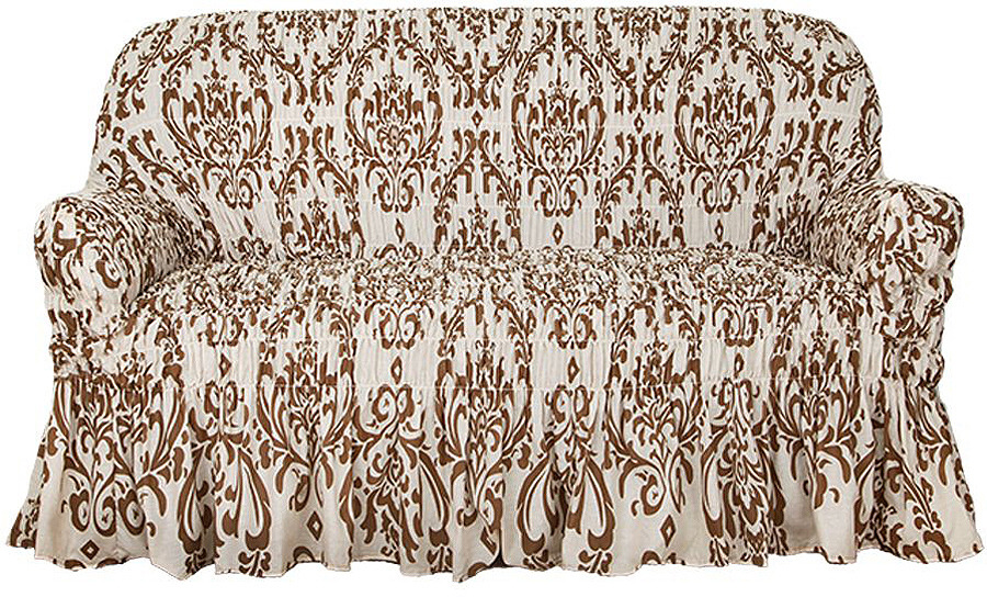 фото Чехол на 2-х местный диван Еврочехол "Фантазия", цвет: бежевый, коричневый, 100-160 см