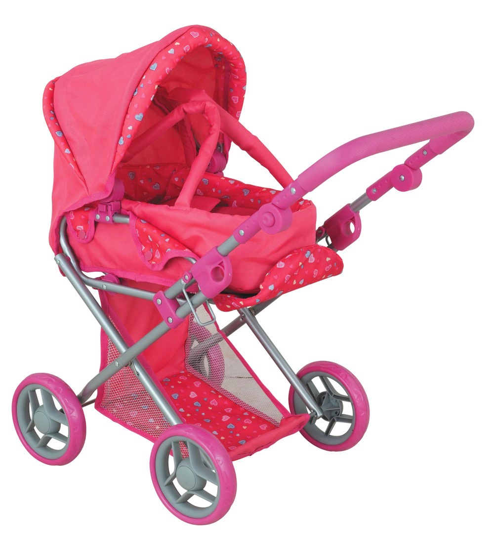 фото коляска для кукол Buggy Boom Коляска-трансформер для кукол, классическая 2-в-1 8450A Infinia (Инфиниа) розовый, темно-розовый Buggy boom (багги бум)