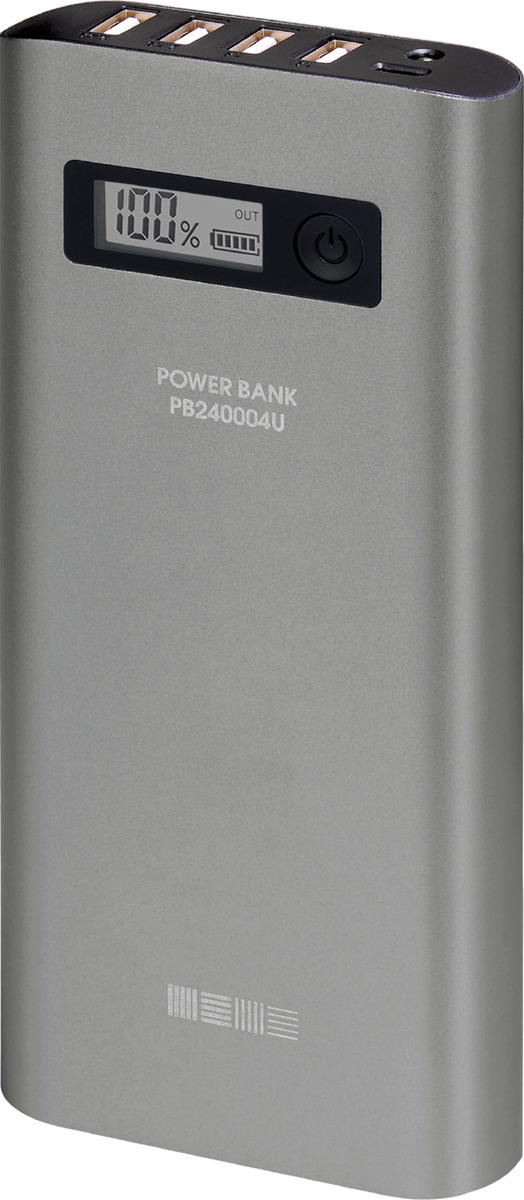 Внешний аккумулятор Interstep High-Capacity PB240004U IS-AK-PB244USPG-000B201, 24 000 мАч, серый