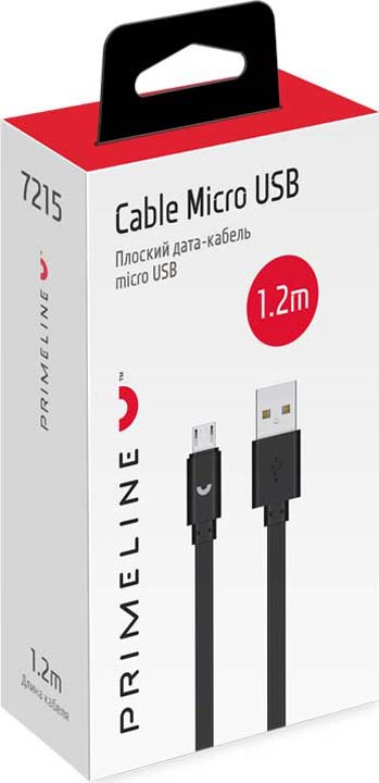 фото Дата-кабель Prime Line USB-micro USB, 1.2 м, черный