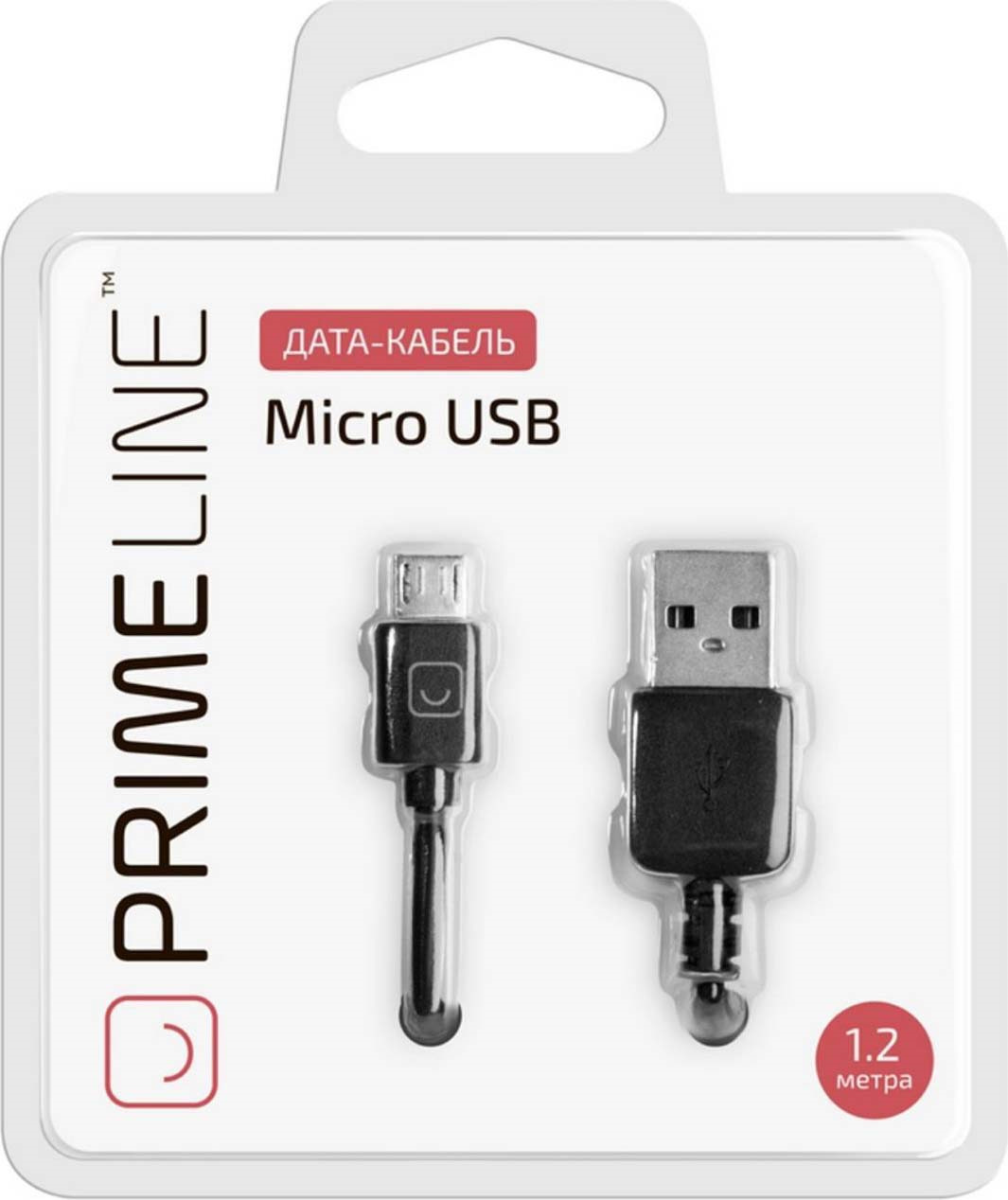 фото Дата-кабель Prime Line USB-micro USB, 7202, 1.2 м, черный