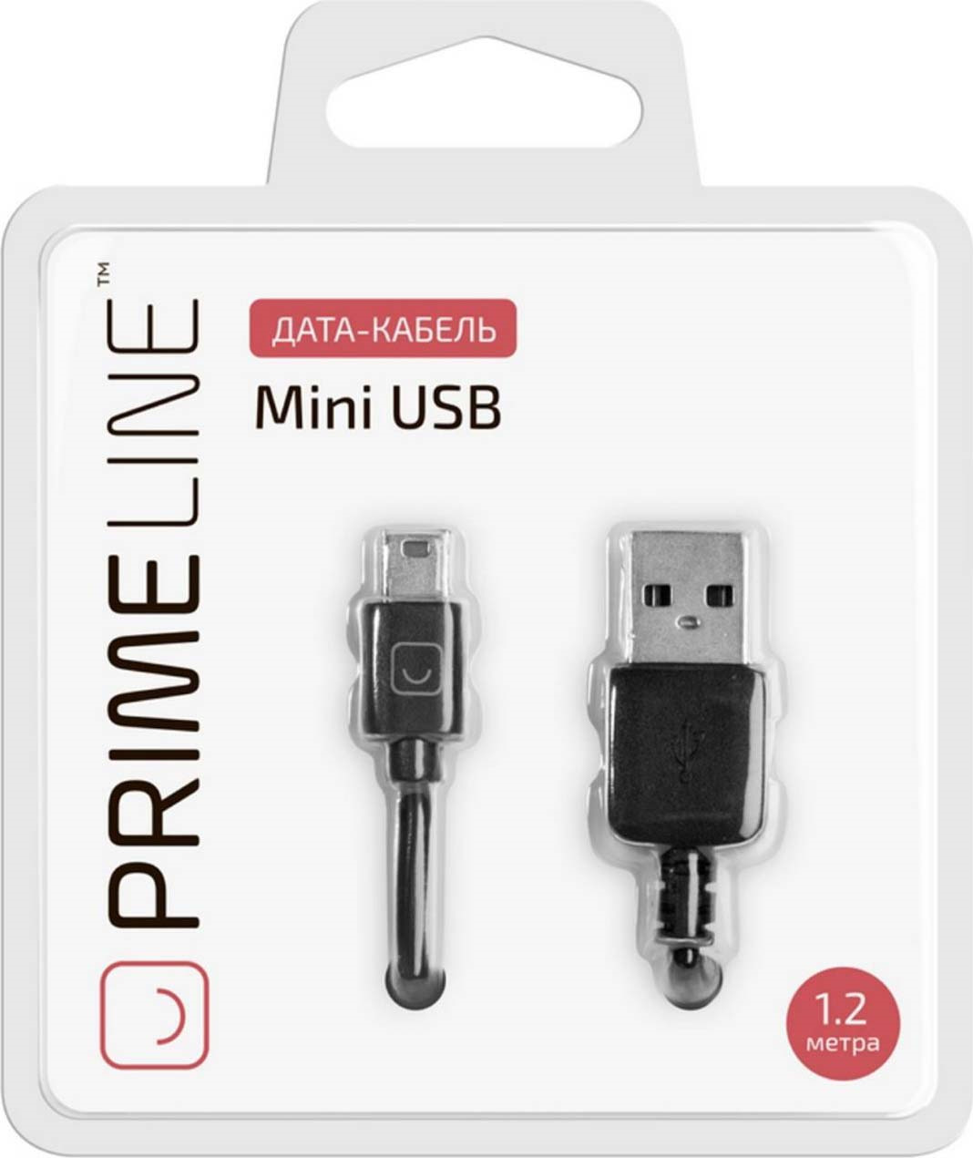 фото Дата-кабель Prime Line USB-mini USB, 1.2 м, черный