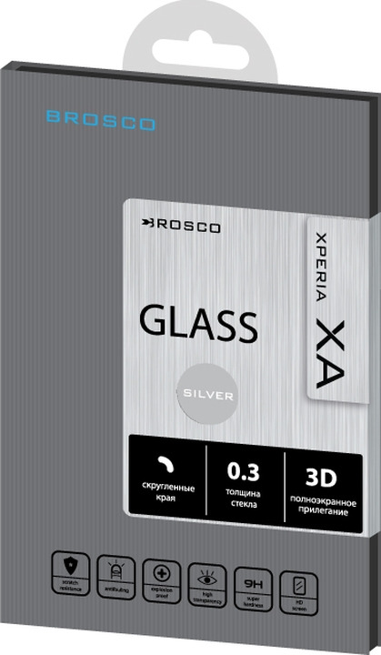 фото Защитное стекло Brosco 3D для Sony Xperia XA, серебристый