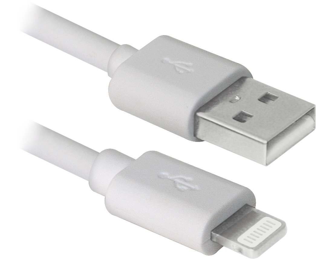 фото USB кабель Defender ACH01-10BH белый, USB(AM)-Lightning, 3м