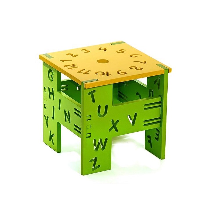 фото Детский стул Форатойс игровой "Часы" с циферблатом и буквами, зеленый, желтый
