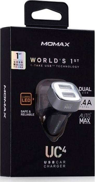 фото Автомобильное зарядное устройство Momax Polar Light Series Car Charger Dual 3.4A, черный