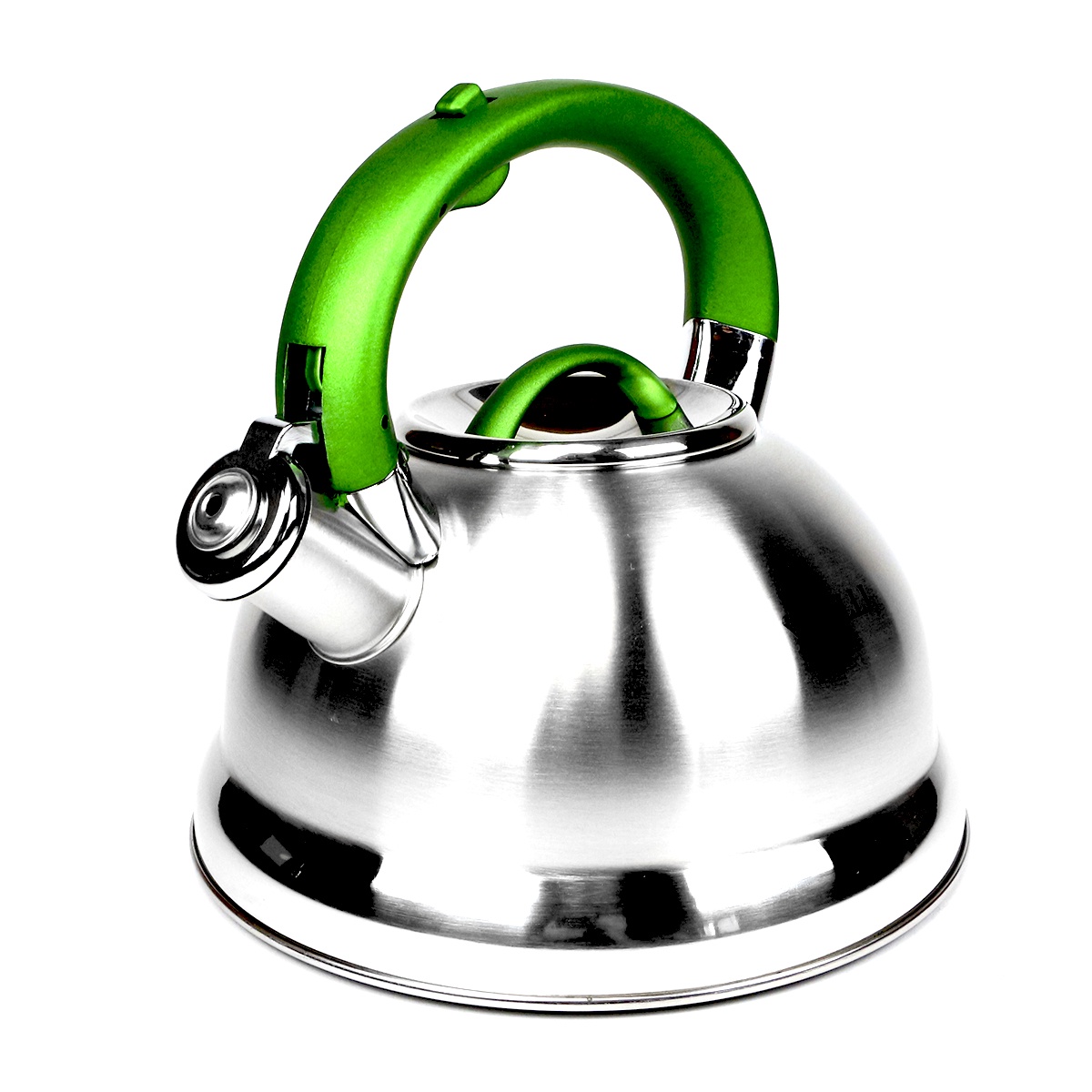 фото Чайник заварочный Kelli Чайник со свистком, серебристый, зеленый