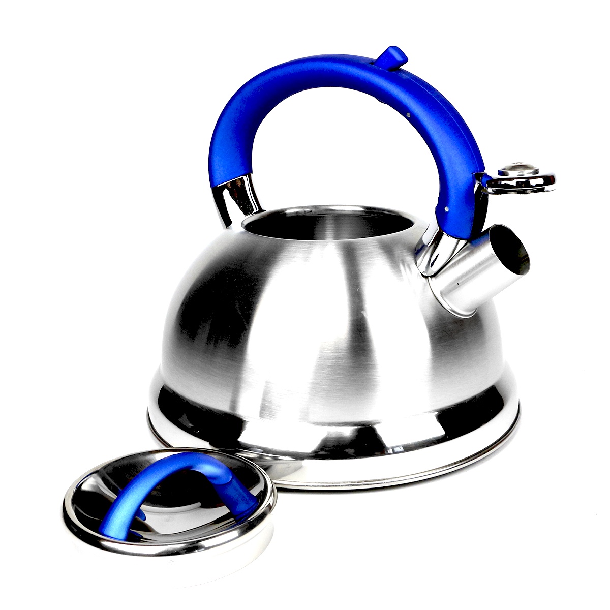 фото Чайник заварочный Kelli Чайник со свистком, серебристый, синий