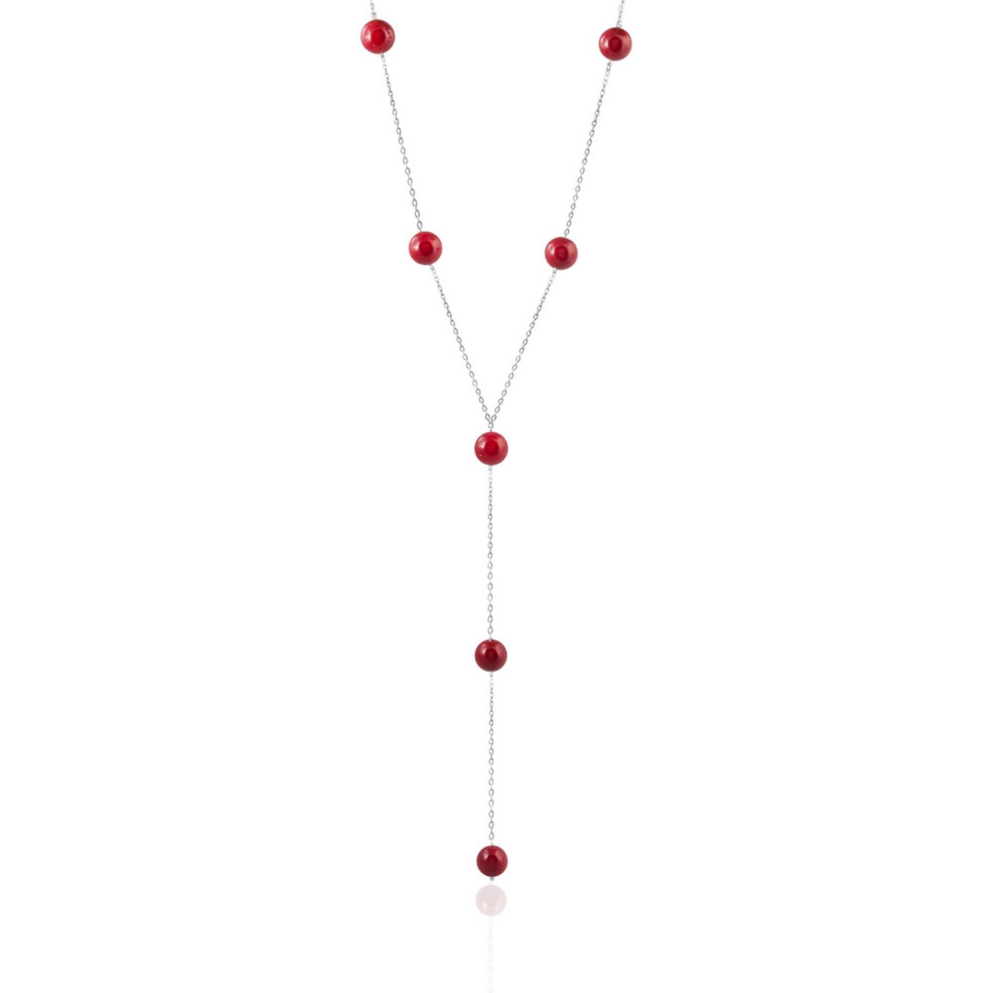 фото Колье/ожерелье бижутерное L'attrice 75111121, Серебро, Коралл, 72 см, красный