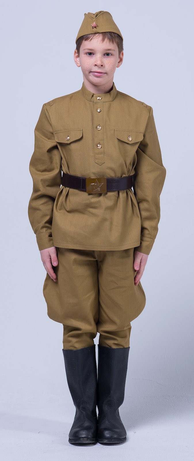 фото Карнавальный костюм "Сын полка" Эконом-комплект детской военной формы для мальчика, хаки