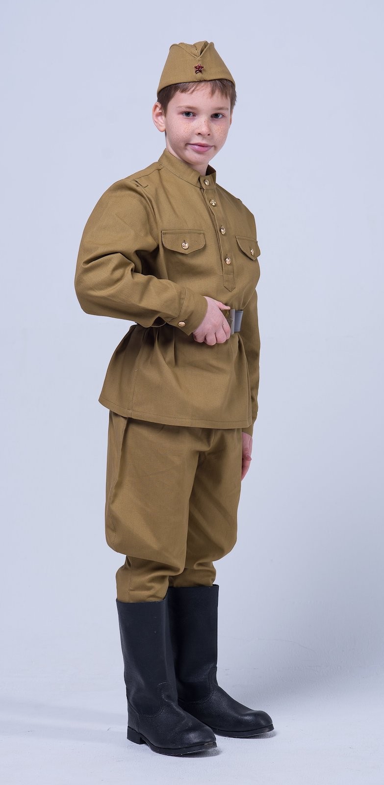 фото Карнавальный костюм "Сын полка" Эконом-комплект детской военной формы для мальчика, хаки