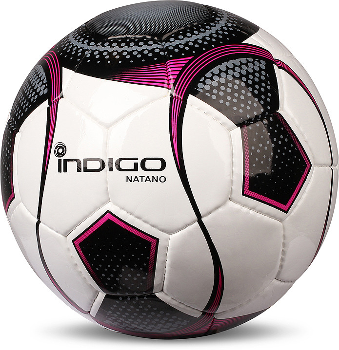 Мяч футбольный Indigo Natano, N003, белый, черный, фиолетовый, размер 5
