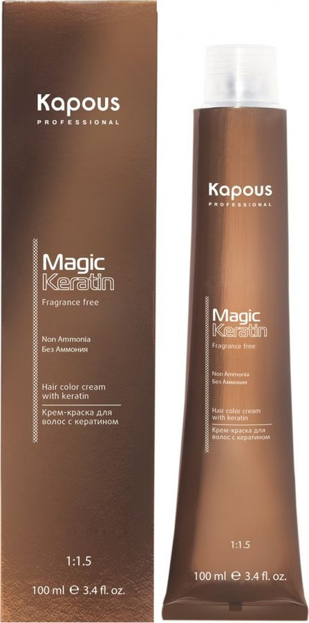 фото Краска для волос Kapous Professional Magic Keratin, оттенок 001 Серебристый, 100 мл