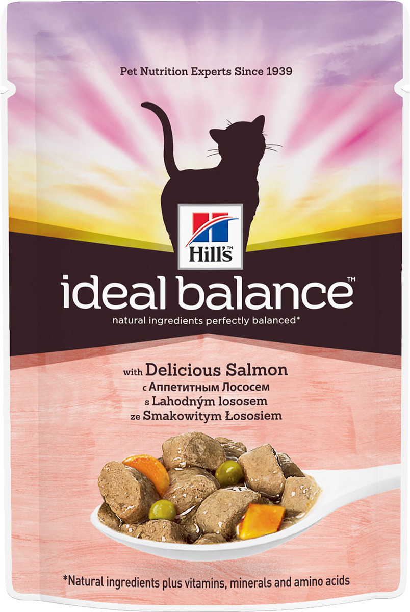 фото Корм влажный Hill's Ideal Balance для кошек от 1 года до 7 лет, с аппетитным лососем, 85 г