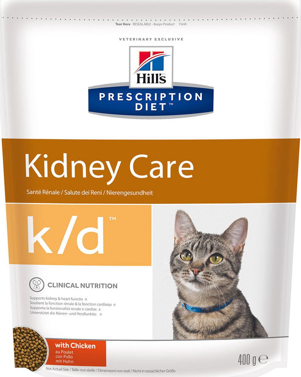 фото Корм сухой Hill's Prescription Diet k/d Kidney Care для кошек для поддержания здоровья почек, с курицей, 400 г