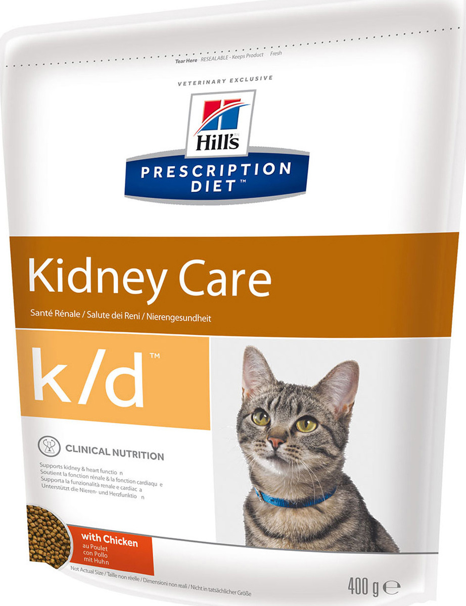 фото Корм сухой Hill's Prescription Diet k/d Kidney Care для кошек для поддержания здоровья почек, с курицей, 400 г