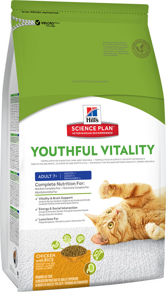 фото Корм сухой Hill's Science Plan Youthful Vitality для кошек старше 7 лет, с курицей и рисом, 1,5 кг