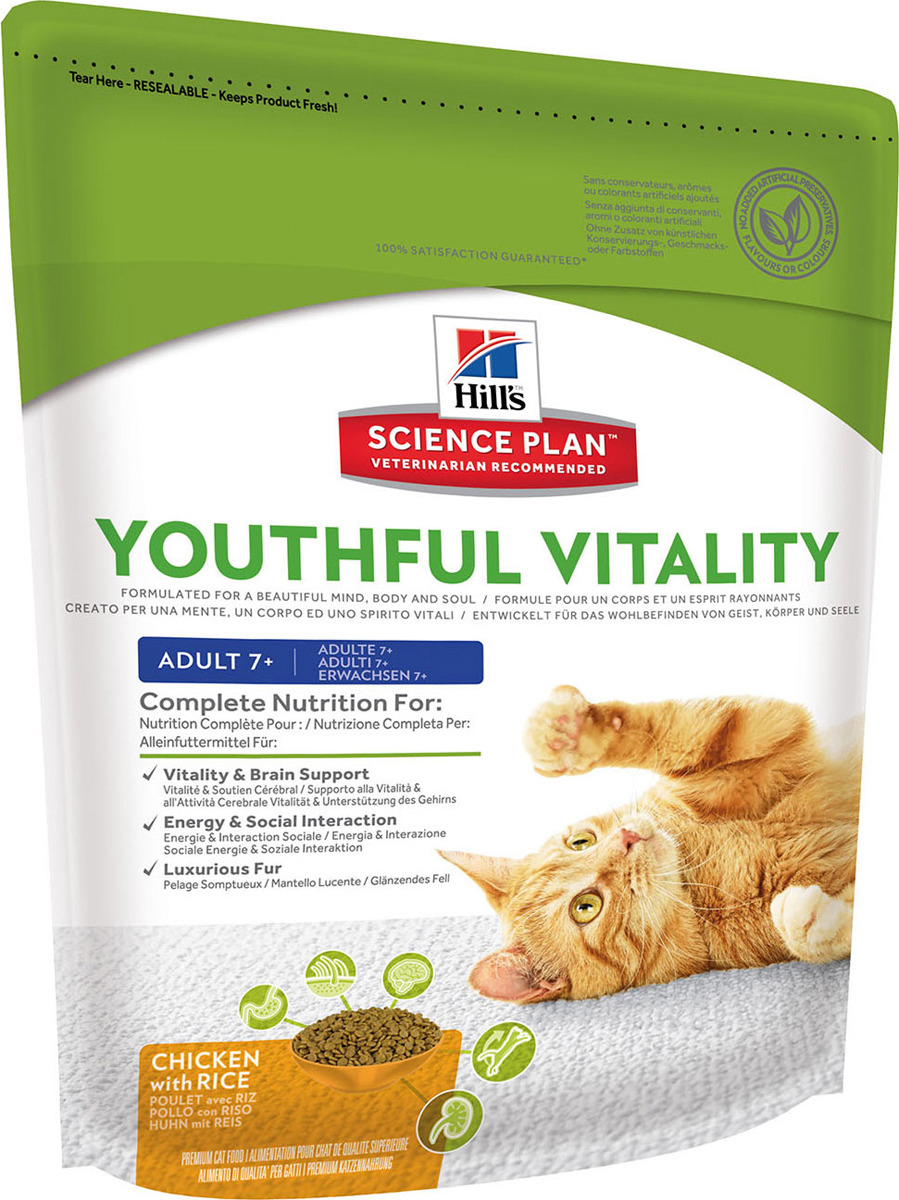 фото Корм сухой Hill's Science Plan Youthful Vitality для кошек старше 7 лет, с курицей и рисом, 250 г