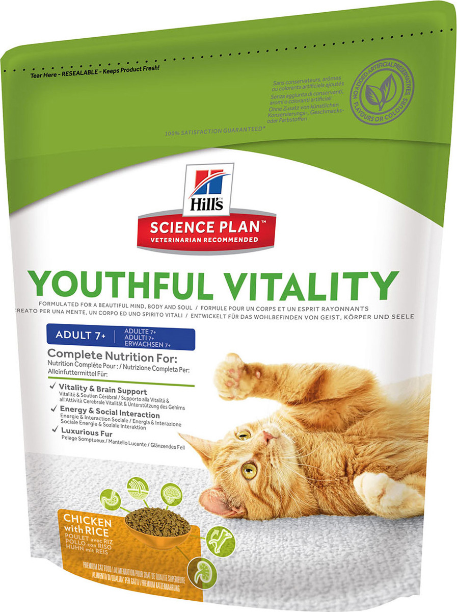 фото Корм сухой Hill's Science Plan Youthful Vitality для кошек старше 7 лет, с курицей и рисом, 250 г