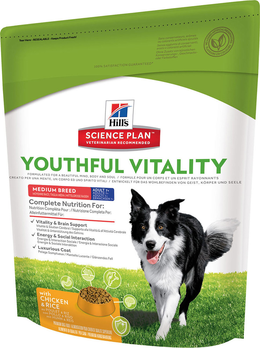 фото Корм сухой Hill's Science Plan Youthful Vitality Medium Breed для собак средних пород старше 7 лет, с курицей и рисом, 750 г