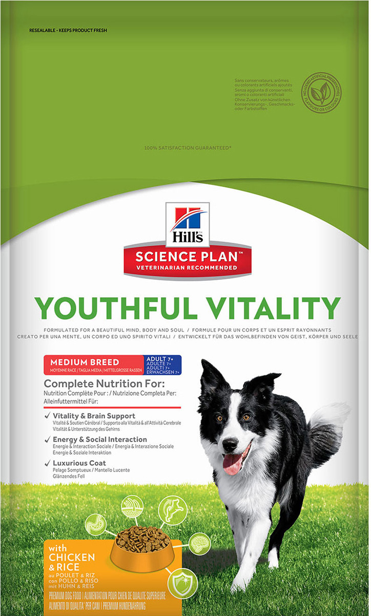 фото Корм сухой Hill's Science Plan Youthful Vitality Medium Breed для собак средних пород старше 7 лет, с курицей и рисом, 10 кг