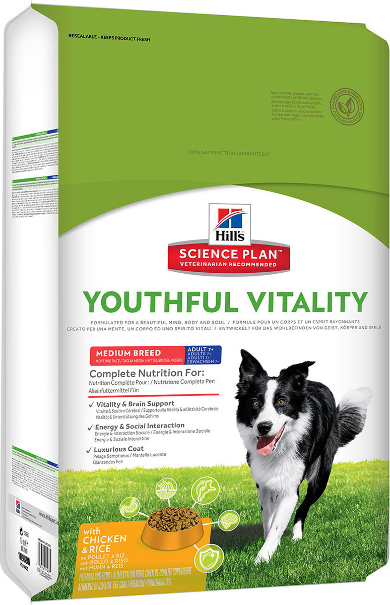 фото Корм сухой Hill's Science Plan Youthful Vitality Medium Breed для собак средних пород старше 7 лет, с курицей и рисом, 10 кг