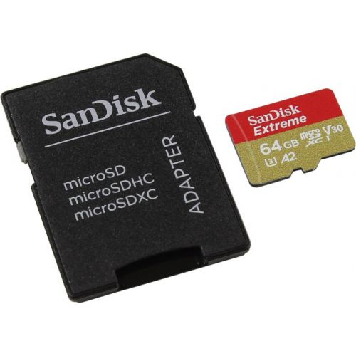 фото Карта памяти SanDisk MicroSD 64GB Class 10 Extreme A2 V30 UHS-I U3 (160 Mb/s) +SD адаптер