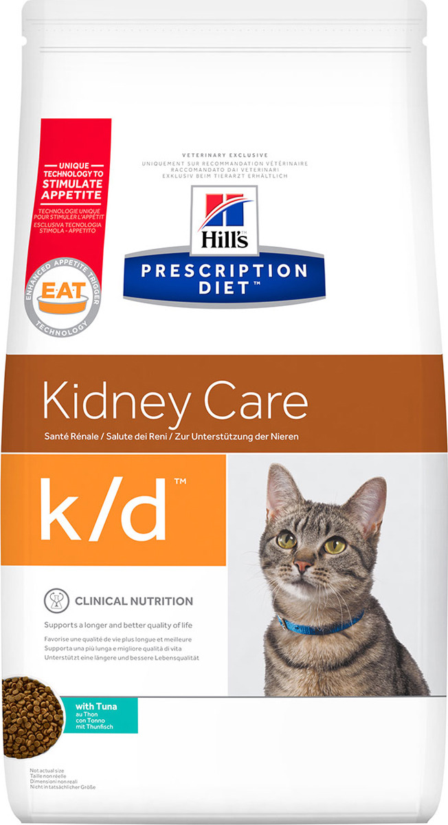 фото Корм сухой Hill's Prescription Diet k/d Kidney Care для кошек для поддержания здоровья почек, с тунцом, 1,5 кг