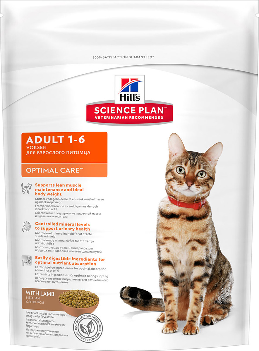 фото Корм сухой Hill's Science Plan Optimal Care для кошек от 1 до 6 лет, с ягненком, 400 г