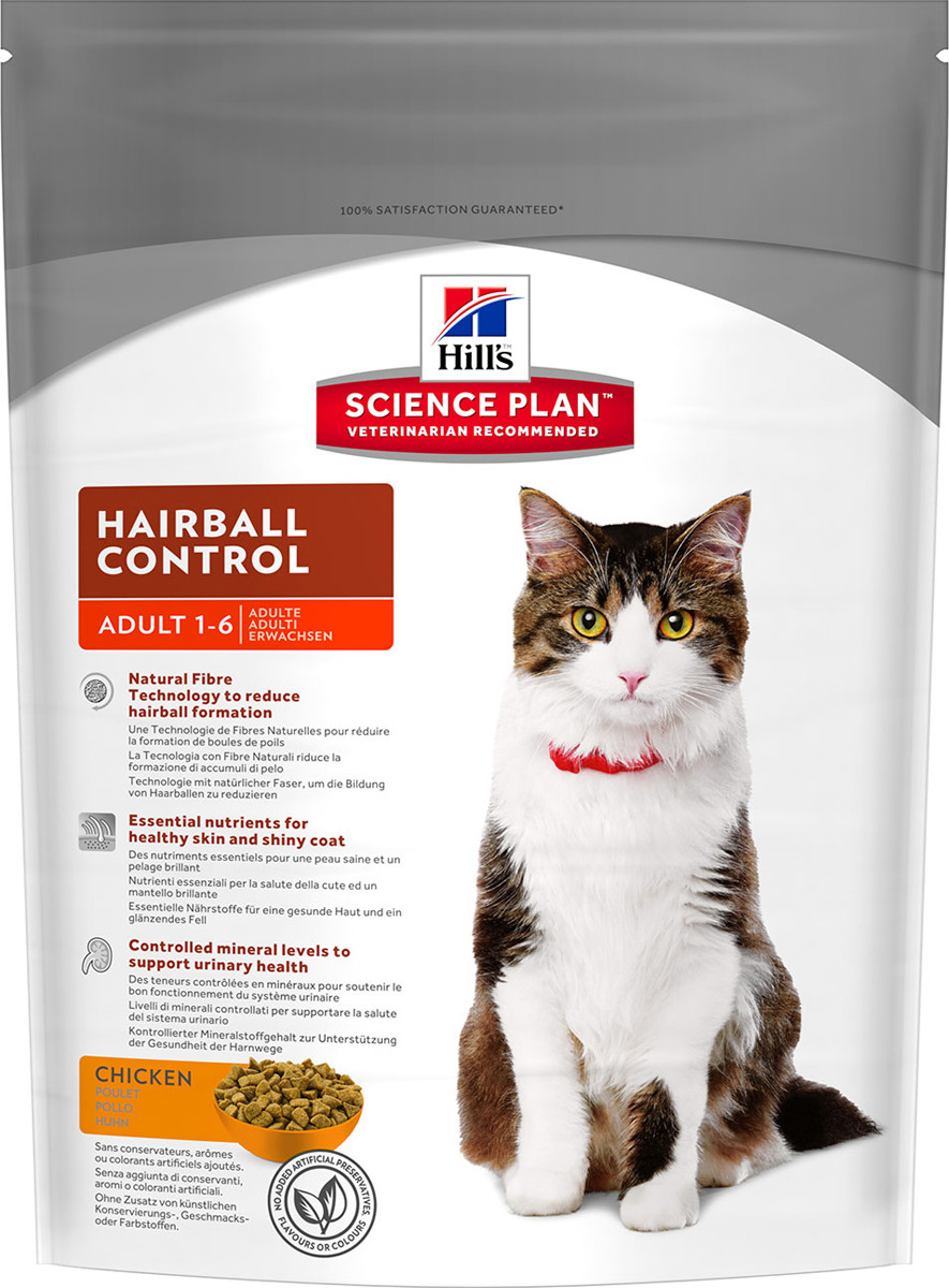 фото Корм сухой Hill's Science Plan Hairball Control для кошек от 1 до 7 лет для выведения шерсти, с курицей, 300 г