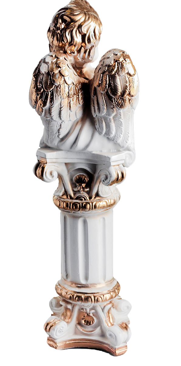 фото Статуэтка Premium Gips Ангел на колонне, белый, 17 х 16 х 53 см