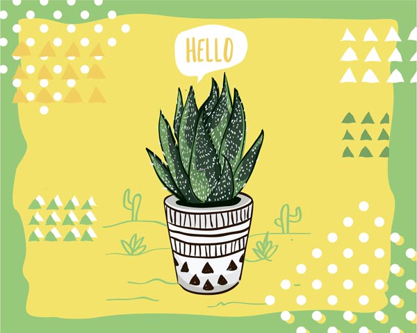 фото Картина Экорамка Hello cactus 50x40 см, Холст