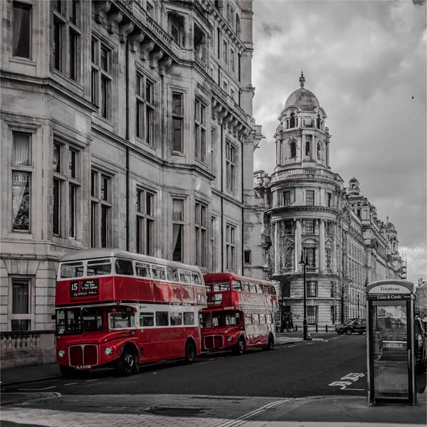 фото Картина Экорамка Красные автобусы 30x30 см, Холст