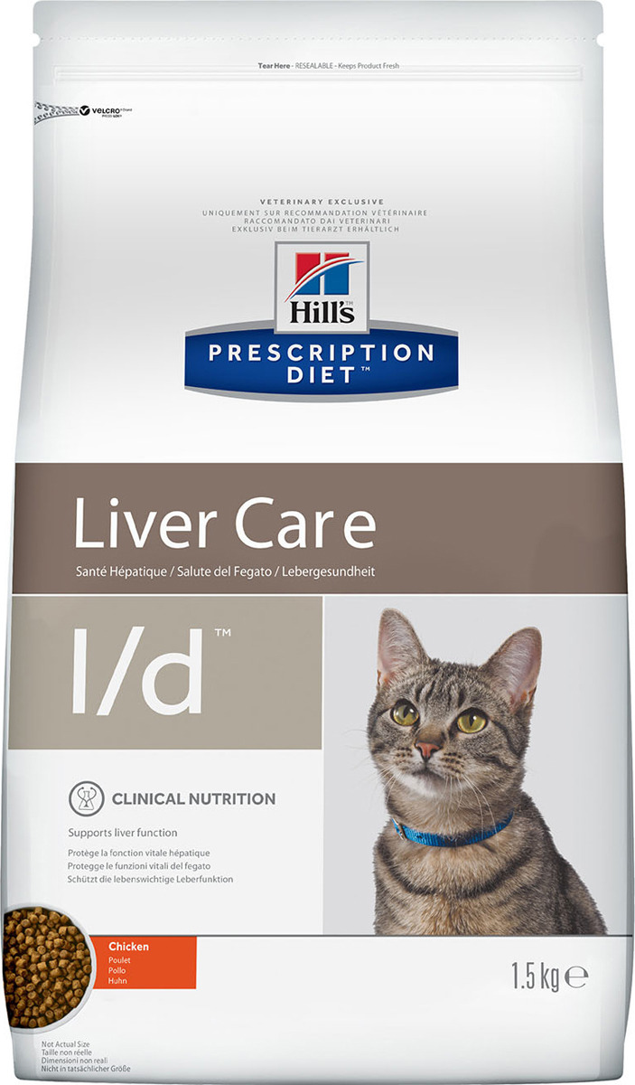 фото Корм сухой Hill's Prescription Diet l/d Liver Care для кошек для поддержания здоровья печени, с курицей, 1,5 кг